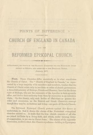 Points of difference between the Church of England in Canada and the Reformed Episcopal Church