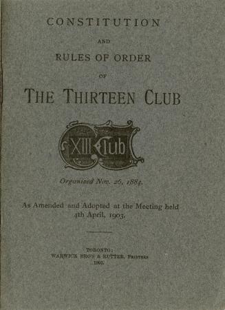 Constitution and rules of order of the Thirteen Club