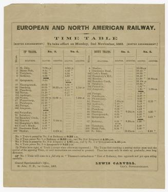 European and North American Railway time table, to take effect on Monday 2nd November 1863