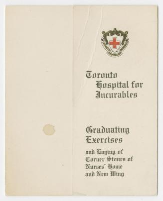 Toronto Hospital for Incurables graduating exercises and laying of corner stones of nurses' home and new wing
