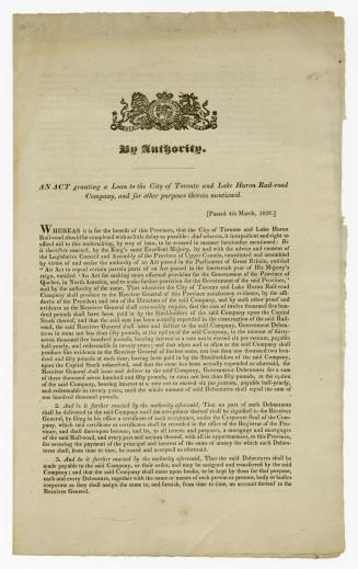 An Act granting a loan to the city of Toronto and Lake Huron Rail-road Company, and for other purposes therein mentioned