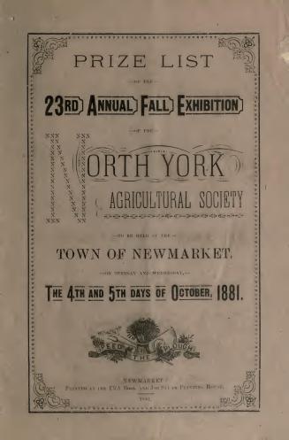 Prize list of the annual fall exhibition of the North York Agricultural Society