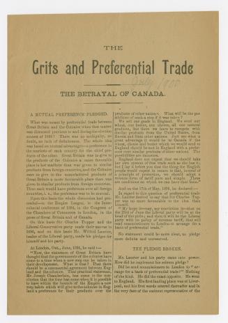 The Grits and preferential trade : the betrayal of Canada