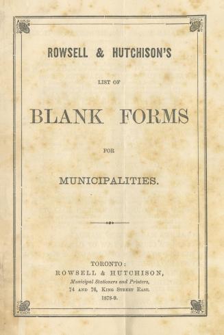 Rowsell & Hutchison's list of blank forms for municipalities
