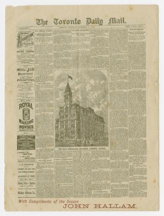 Toronto Daily Mail miniature newspaper, December 15, 1887
