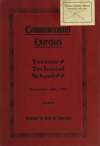 Commencement Exercises, Toronto Technical School, December 16th, 1901