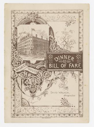 Walker House, Toronto : dinner bill of fare, Monday, January 2nd, 1888