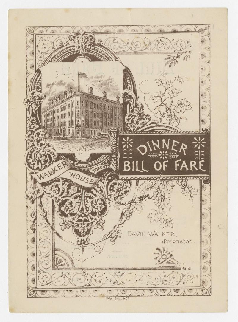 Walker House, Toronto : dinner bill of fare, Saturday, January 28th, 1888