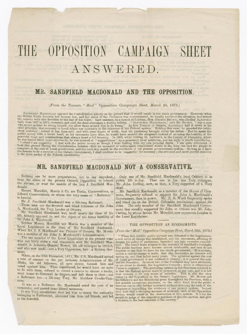 The Opposition campaign sheet answered