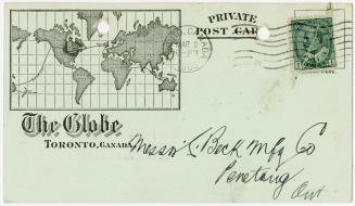 Private Post Card : The Globe, Toronto, Canada