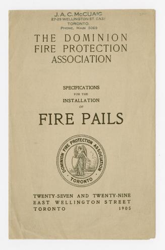 The Dominion Fire Protection Association specifications for the installation of Fire Pails