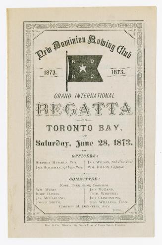 New Dominion Rowing Club 1873 : grand international regatta on Toronto bay on Saturday, June 28, 1873