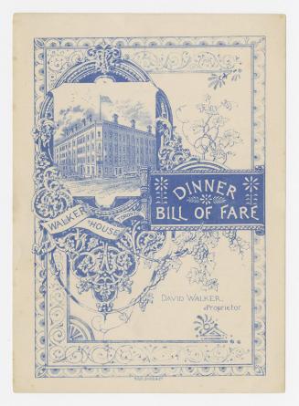 Walker House, Toronto : dinner bill of fare, Sunday, January 22nd, 1888
