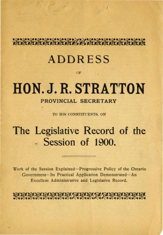 Address of Hon. J.R. Stratton