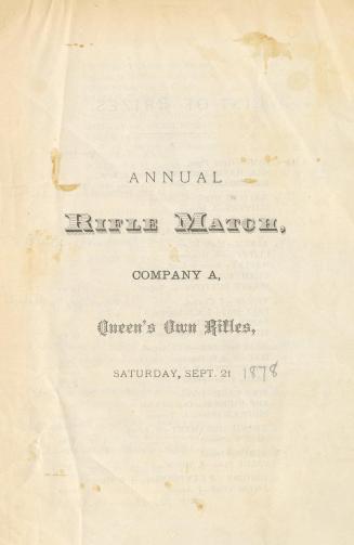 Annual rifle match, Company A, Queen's Own Rifles, Saturday, Sept