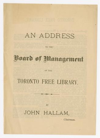 An Address to the board of management of the Toronto Free Library