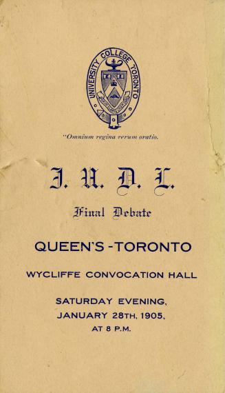 I.U.D.L final debate, Queen's-Toronto, Wycliffe Convocation Hall