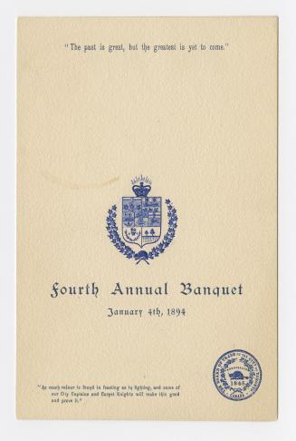 Fourth annual banquet, January 4th, 1894 : The Board of Trade of the City of Toronto