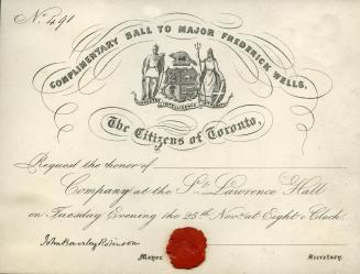 Complimentary ball to Major Frederick Wells