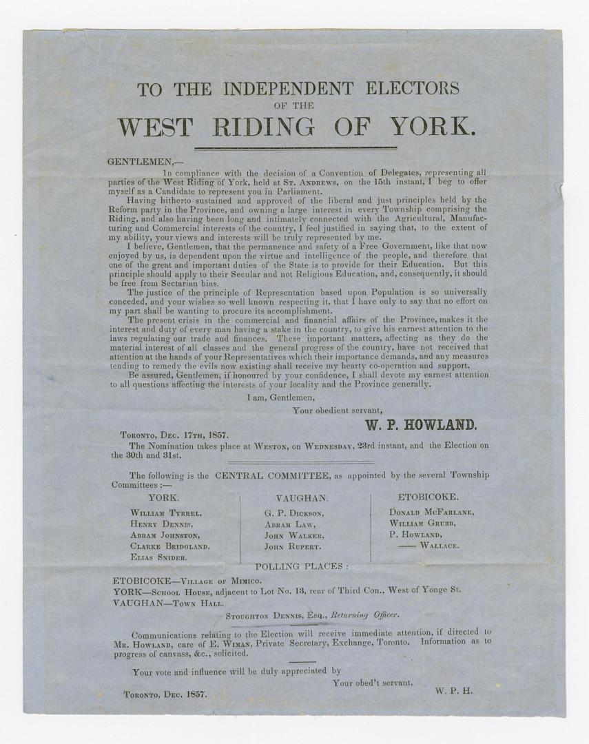 To the free, and independent electors of the West Riding of York