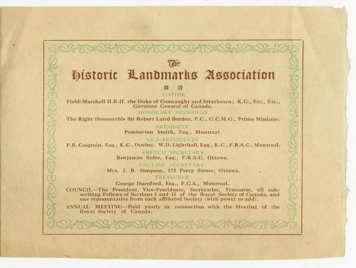 The Historic Landmarks Association
