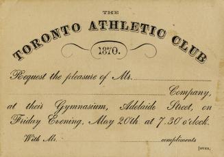 Toronto Athletic Club invitation 1870