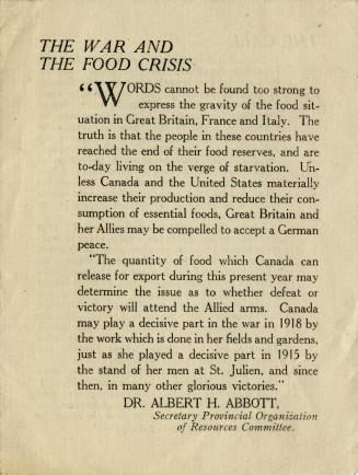 The war and the food crisis