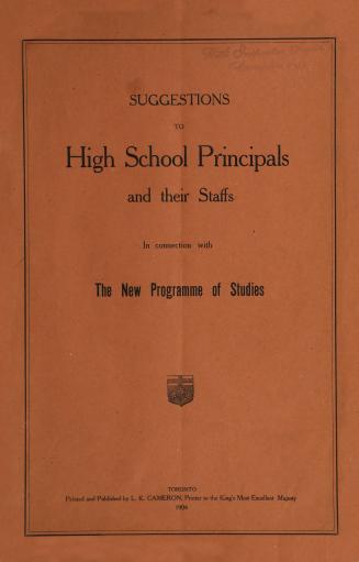 Suggestions to High School Principals and their Staffs