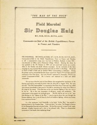 The man of the hour : Field Marshall Sir Douglas Haig