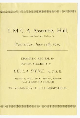 Y.M.C.A. assembly Hall, Dovercourt Road and College St., Wednesday, June 11th, 1919