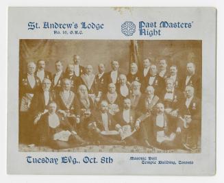 St. Andrew's Lodge, no. 16, G.R.C. : past masters' night : Tuesday evg., Oct. 8th, Masonic Hall Temple building, Toronto