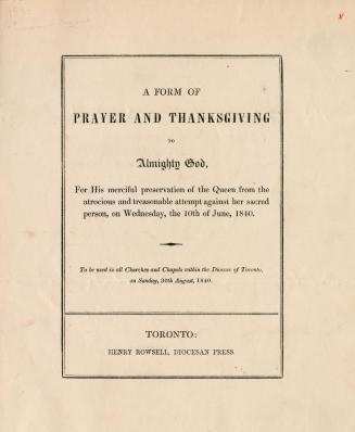 A Form of prayer and thanksgiving to Almighty God, for His merciful preservation of the Queen from the atrocious and treasonable attempt against her s(...)