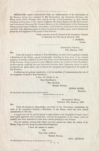 Resolved, nemine contradicente - that the administration of the government of the province having been assumed by His Excellency the governor general ...