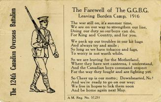 The farewell of the G.G.B.G. leaving Borden Camp, 1916