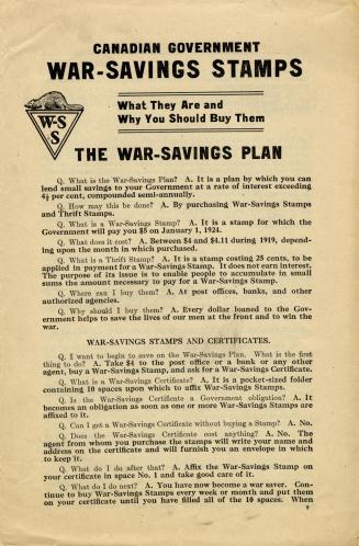 Canadian government war-savings stamps : what they are and why you should buy them : the war-savings plan