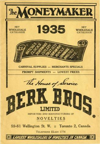 The moneymaker : net wholesale catalogue 1935 : watches, clocks, silverware, cutlery, toilet sets, fountain pens, pencils, chinaware, novelties, toys