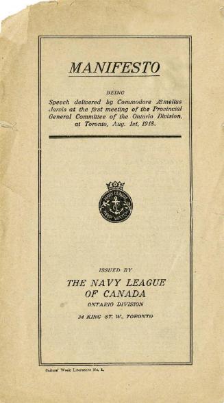 Manifesto Issued by the Navy League of Canada Ontario Division