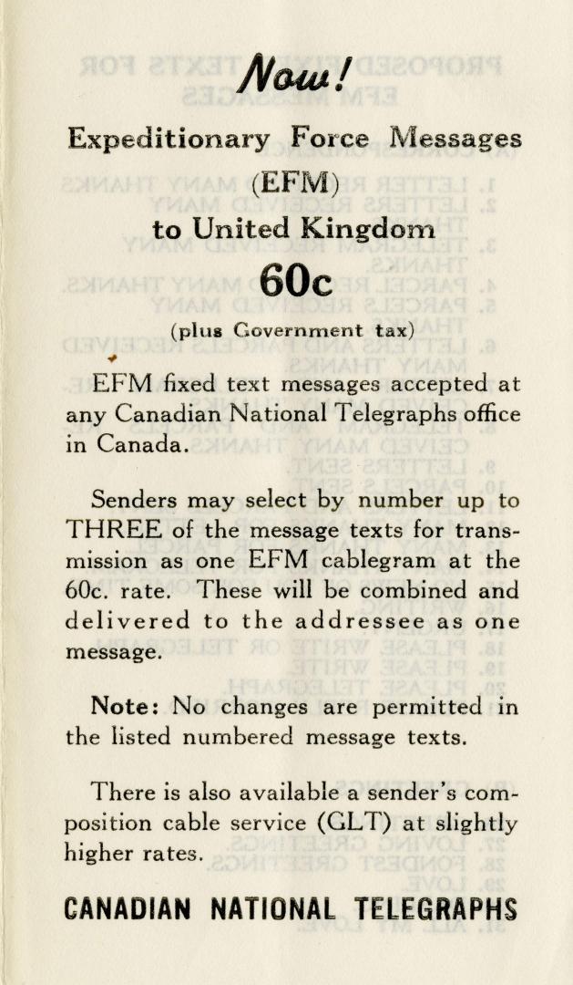 Now! Expeditionary force messages (EFM) to United Kingdom, 60