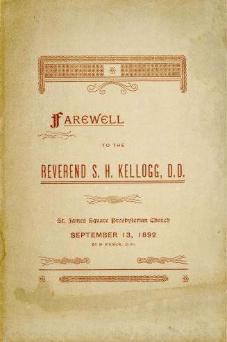 Farewell to the Reverend S.H. Kellogg, D.D.