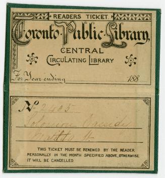 Toronto Public Library Readers Ticket Central Circulation Library