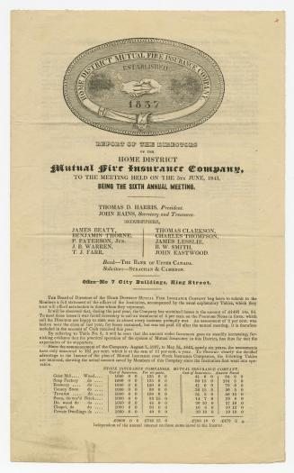 Report of the directors of the Home District Mutual Fire Insurance Company to the meeting held on the 5th of June, 1843, being the sixth annual meeting