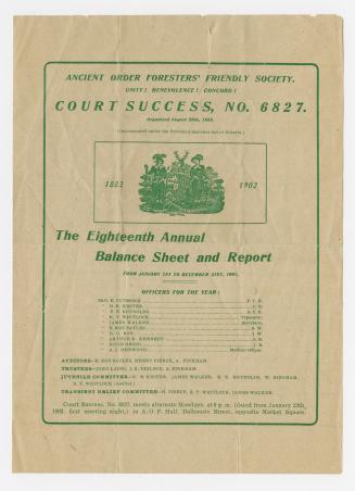 Ancient Order Foresters' Friendly Society ... the eighteenth annual balance sheet and report