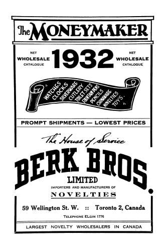 The moneymaker : net wholesale catalogue 1932 : watches, clocks, silverware, cutlery, toilet sets, fountain pens, pencils, chinaware, novelties, toys
