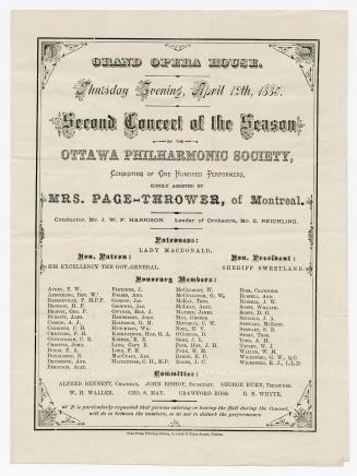 Grand Opera House ... second concert of the season by the Ottawa Philharmonic Society, consisting of on hundred performers, kindly assisted by Mrs. Page-Thrower, of Montreal
