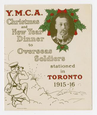 Y.M.C.A. Christmas and New Year dinner to overseas soldiers stationed in Toronto 1915-16