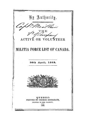 The Active or volunteer militia force list of Canada