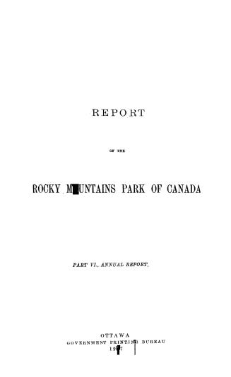 Report of the Rocky Mountains park of Canada