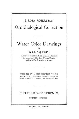 Toronto Public Library. J. Ross Robertson Ornithological Collectio