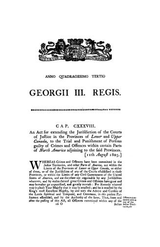 An act for extending the jurisdiction of the courts of justice in the provinces of Lower and Upper Canada,