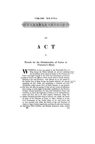An act to provide for the administration of justice in Vancouver's Island